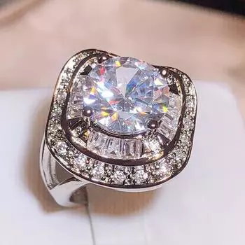 Стильное женское кольцо с блестящим цирконом, ювелирное кольцо, классическое обручальное кольцо с регулируемым отверстием, ювелирное кольцо, обручальное кольцо, вечерние украшения Resizable белый