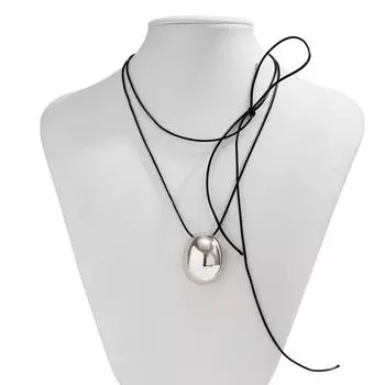 Стильное женское универсальное выдвижное ожерелье с преувеличенным геометрическим яйцом и восковой нитью, милый и крутой дизайн, украшения для воротника