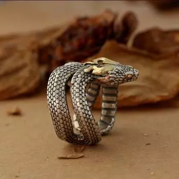 Стильное животное ручной работы рок-человек открывающееся кольцо ретро цинковое кольцо из сплава цинка серебряное кольцо со змеей хип-хоп ювелирные изделия closed серебряный