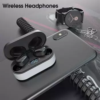 Стильные беспроводные наушники с зарядным устройством Stereo Surround Multifunction серебряный