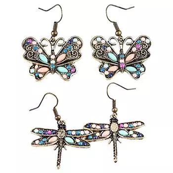 Стильные богемные женские серьги-крючки с бабочкой, стрекозой и стразами, ювелирные изделия в подарок 1