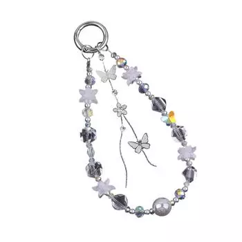 Стильные брелоки-подвески в виде бабочки и цветка с кристаллами, идеально подходящие для придания шарма сумочкам и рюкзакам прозрачный
