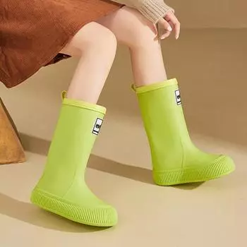 Стильные длинные холодные и теплые водонепроницаемые резиновые сапоги, нескользящие сапоги, женские резиновые сапоги до щиколотки, наружная обувь для воды без застежек, размер 36-41 36-37
