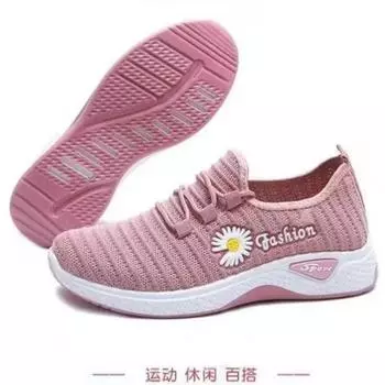 Стильные дышащие осенние новые женские туфли на плоской подошве с плетением Fly, повседневная спортивная обувь Little Daisy Old Beijing Cloth 39 розовый