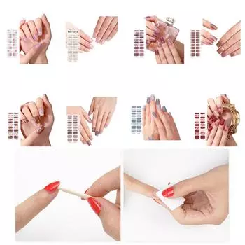 Стильные гелевые наклейки для ногтей, полная обертка для женщин, легкое нанесение и удаление, требуется УФ-светодиодная лампа, наклейки для дизайна ногтей 5