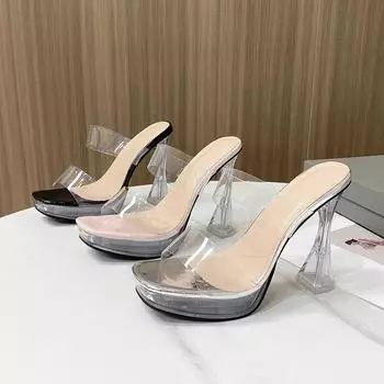 Стильные и элегантные женские босоножки однотонных цветов на высоком каблуке, босоножки на платформе, танкетки, дизайнерские босоножки 34 чёрный