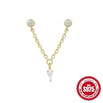 Стильные и простые серьги-цепочки с бахромой в форме сердца из стерлингового серебра S925, инкрустированные бриллиантами, серьги-пусеты, серьги-подвески для женщин 925 Silver