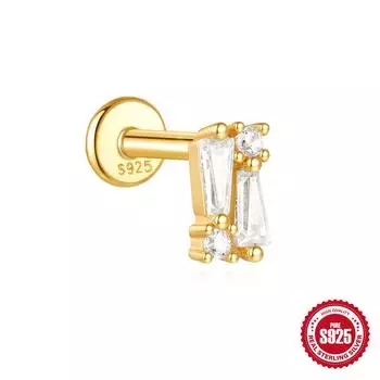 Стильные и простые серьги-гвоздики из стерлингового серебра 925 пробы с бриллиантовой бахромой и геометрическим узором 16G