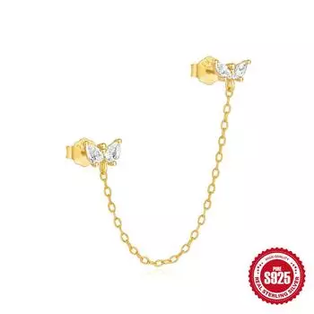 Стильные и простые серьги-гвоздики из стерлингового серебра S925 с октаграммой в сочетании с квадраграммой в виде бабочки и капли воды 925 Silver