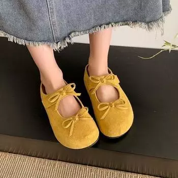 Стильные и простые удобные туфли на платформе с пряжкой от ветра, женские туфли с круглой головкой и мягкой подошвой, тапочки-мешки, новинка 2025 года 35