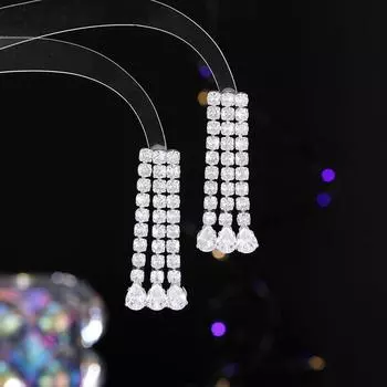 Стильные и свежие серьги с бахромой из циркония в форме капли воды, универсальные, высококачественные, полные бриллиантов, модные серьги в стиле знаменитостей, украшения для ушей белый