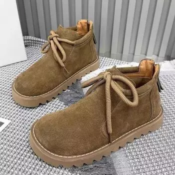 Стильные и универсальные нескользящие и короткие ботинки на платформе и сапоги легкие модные высококачественные нескользящие замшевые модные ботинки 35