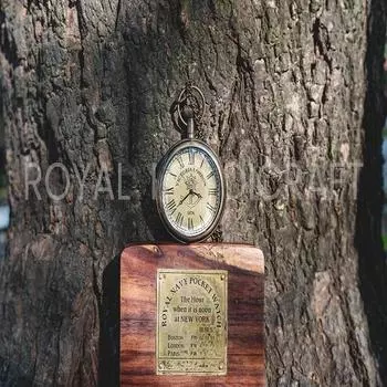 Стильные карманные часы на батарейке в стиле стимпанк в викторианском стиле в стиле Лондон 1876 года с цепочкой и деревянной коробкой