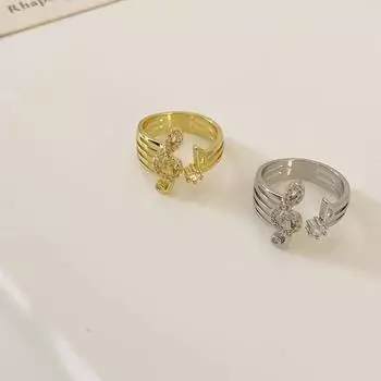 Стильные кольца Ювелирные аксессуары Милые музыкальные ноты Кольца с пряжкой на палец Геометрические кольца Женские украшения золотой