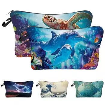 Стильные косметички на молнии износостойкие рыбки