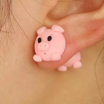 Стильные креативные женские и женские серьги-гвоздики из полимерной глины со свиньей, серьги для пирсинга, вечерние ювелирные изделия, подарок розовый