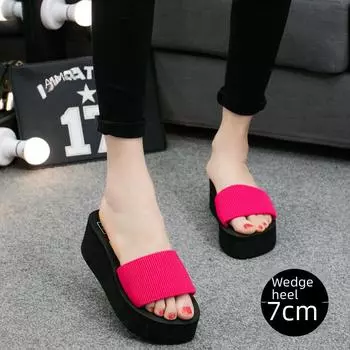 Стильные летние женские пляжные сандалии на высоком каблуке с нескользящей подошвой 2017 года 35 красный