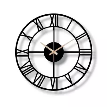 Стильные металлические аналоговые настенные часы для дома и холла, гостиной, спальни, офиса, антикварные большого размера современные настенные часы для домашнего декора ( 50 см), черный 50 x 50 in