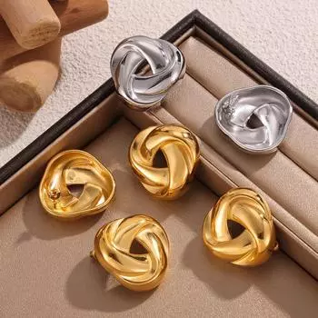 Стильные модные преувеличенные креативные универсальные витые треугольные серьги-гвоздики из титановой стали с покрытием из 18-каратного золота геометрические серьги