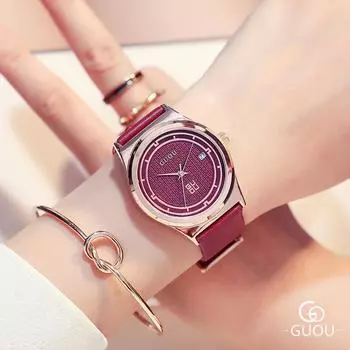 Стильные модные женские часы простые модные часы с календарем на поясе кварцевые женские часы