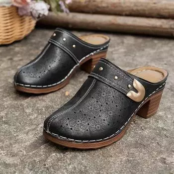 Стильные мюли с закрытым носком, мягкой подошвой и без застежек — удобная обувь для ходьбы 42 чёрный