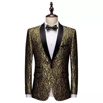 Стильные мужские жаккардовые костюмы — официальная одежда и сценические выступления, доступно 5 цветов 6XL золотой