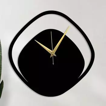 Стильные настенные часы с цифрами/Часы большого размера и настенное украшение/Металлические уличные настенные часы для спальни, офиса - Черные 39 x 39 cm