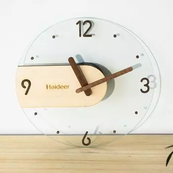 Стильные настенные часы в простом дизайнерском стиле 04, прозрачные, чистые, деревянные, натуральные, ореховые, современные, стильные, дизайн, тихие, ручная работа,