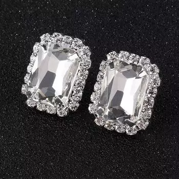 Стильные новые серьги, изысканные прямоугольные геометрические серьги-гвоздики с бриллиантами.