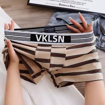 Стильные полосатые мужские трусы-боксеры — удобные, дышащие и модные для молодежи 3XL озеро синий