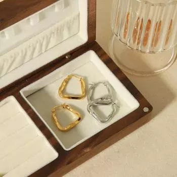 Стильные простые универсальные геометрические серьги из нержавеющей стали с покрытием из 18-каратного золота, трапециевидные серьги-закрутки для женщин