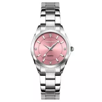 Стильные простые женские часы из нержавеющей стали кварцевые часы с бриллиантами женские розовый