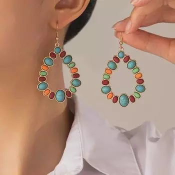 Стильные ретро-серьги класса люкс для женщин 2024 года: Европейский и американский универсальный дизайн высокого класса золотой