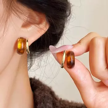 Стильные ретро золотые геометрические серьги из смолы простые С-образные кофейные серьги аксессуары для подарков на вечеринку как
