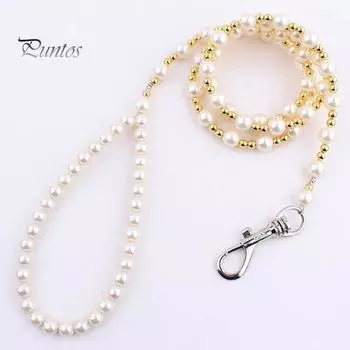 Стильные роскошные жемчужные бусины, поводок для собак, тонкая работа с подвесным крючком, модный домашний питомец из бисера белый