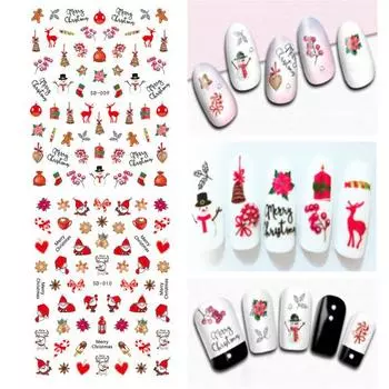 Стильные рождественские узоры голографические наклейки для маникюра Merry White Snow Nail Art для девочки G