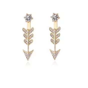 Стильные серьги-гвоздики со стрелой Купидона, полностью бриллиантовые, серьги-гвоздики со стрелой, висячие серьги для женщин золотой