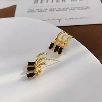 Стильные серьги-кисточки с медным покрытием и цирконием — легкие, модные металлические аксессуары