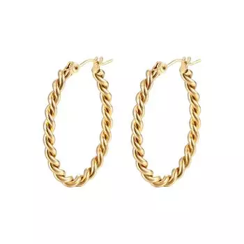Стильные серьги-кольца Catwalk Gold Twist, простые, из нержавеющей стали, с вакуумным покрытием, 18-каратное золото