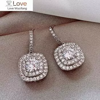 Стильные серьги-подвески в современном стиле, женские украшения для помолвки с ослепительными цирконами, великолепные свадебные аксессуары