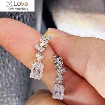 Стильные серьги-подвески женские блестящие циркониевые аксессуары для свадьбы модные женские дизайнерские украшения шикарный подарок