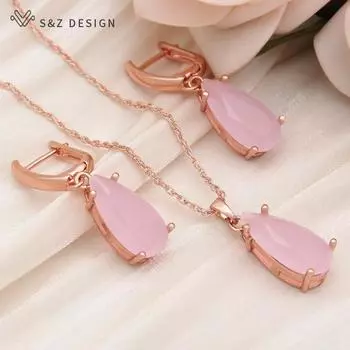 Стильные серьги с каплями воды и кубическим цирконием, висячие серьги, комплекты ювелирных изделий для женщин, элегантное свадебное ожерелье с подвеской, подарок