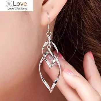 Стильные серебряные серьги, Двойные серьги в форме сердца, Серьги в форме сердца, Женские серьги, Гламурные украшения, Свадебные подарки 6.90cm