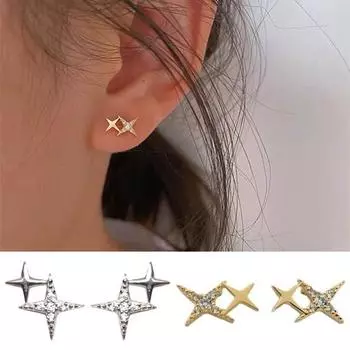 Стильные шикарные серьги. Блестящие простые наряды. серебряный