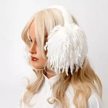 Стильные складные наушники с перьевыми кисточками: Легкие, теплые однотонные наушники для защиты ушей на осень и зиму бежевый