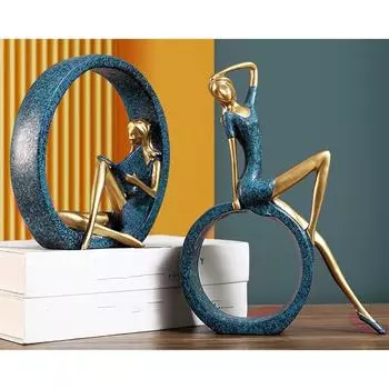 Стильные скульптуры девушек из смолы для домашнего декора (Упаковка из 2 шт., светло-зеленый)