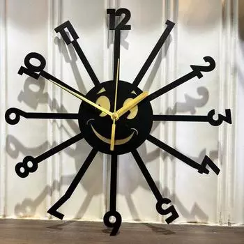 Стильные Современные Классические Настенные Часы | Элегантные 12-дюймовые Настенные Часы для Декора Дома, Офиса, Гостиной, Спальни (Дизайн Солнца)