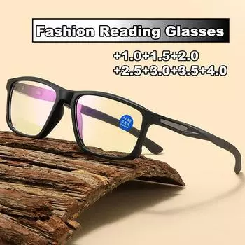 Стильные сверхлегкие очки для чтения для женщин и мужчин, унисекс, блокирующие синий свет, пресбиопия, модные винтажные квадратные очки для дальнего зрения +100