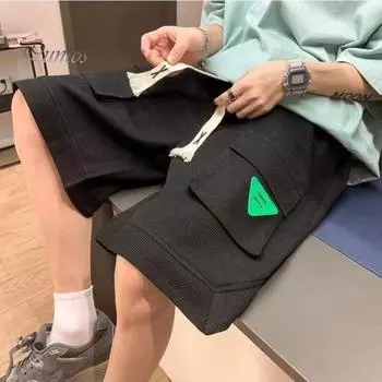 Стильные свободные мягкие мужские шорты-карго негабаритные летние шорты мужская одежда L зелёный