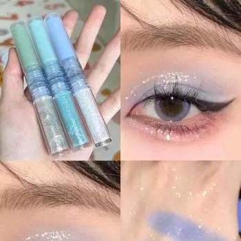 Стильные тени для век Cappuvini, перламутровый макияж для глаз, гладкие двуглавые жидкие тени для век серии Gemini для женщин небесно-голубой